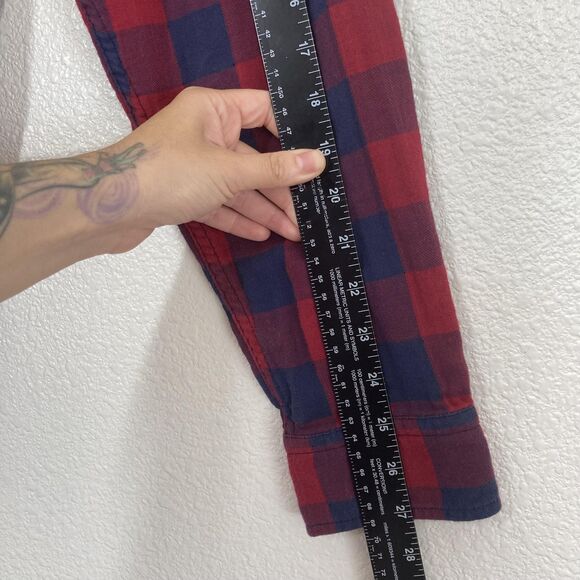 Chubbies Shirt Mens Large Red Blue Plaid Flannel Reversible Palm Tree Casual - Picture 5 of 12